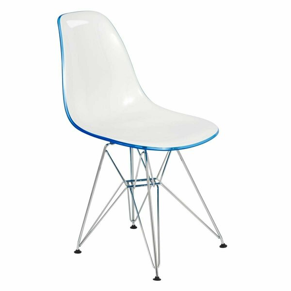 Kd Americana 32 x 18.40 x 17 in. Cresco Molded 2-Tone Eiffel Side Chair White Blue KD3033001